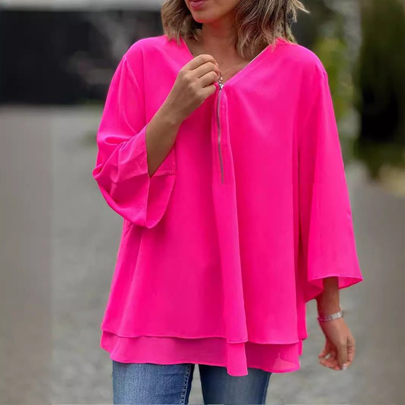 Lorelai | Chiffon Zipper Comfort Blouse