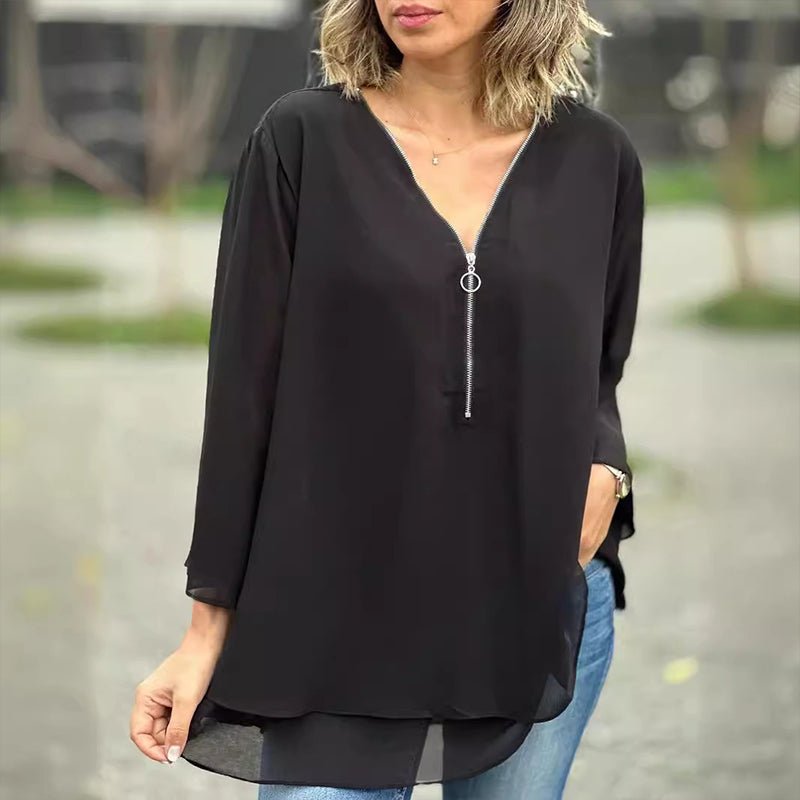 Lorelai | Chiffon Zipper Comfort Blouse