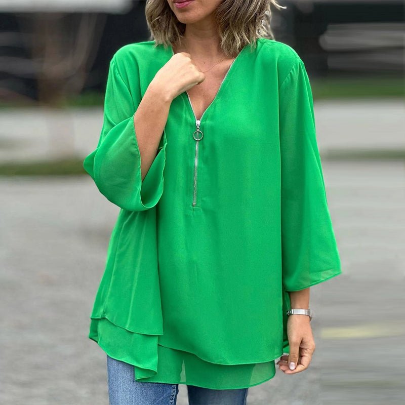 Lorelai | Chiffon Zipper Comfort Blouse
