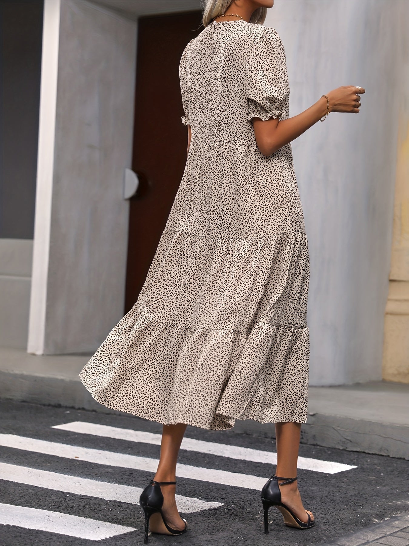 Elara | Tiered Puff-Sleeve Midi Dress