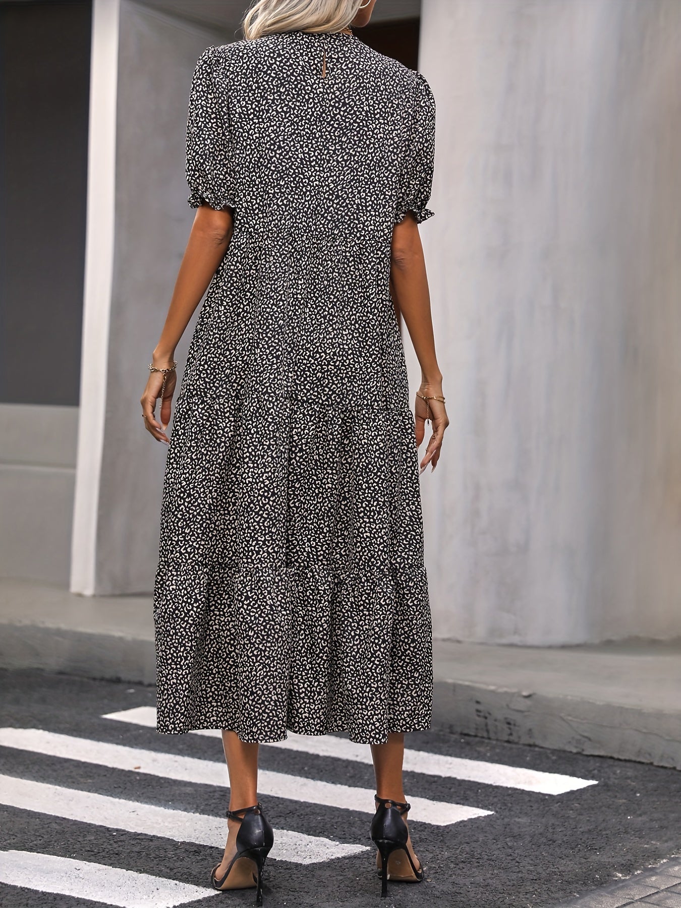 Elara | Tiered Puff-Sleeve Midi Dress