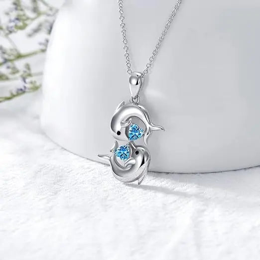 Coastal Serenity | Blue Opal Dolphin Necklace
