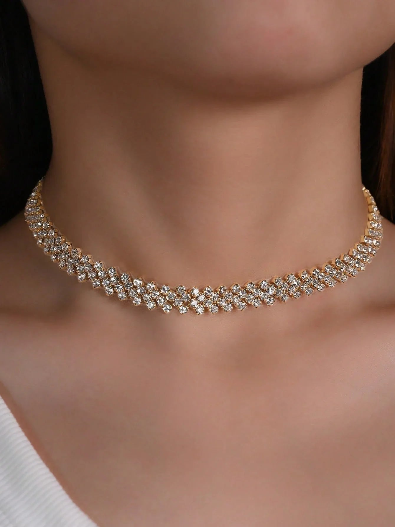 Graceful Radiance | Rhinestone Collar Necklace