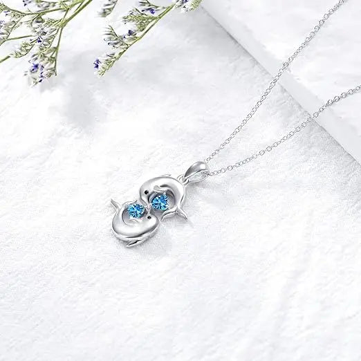 Coastal Serenity | Blue Opal Dolphin Necklace