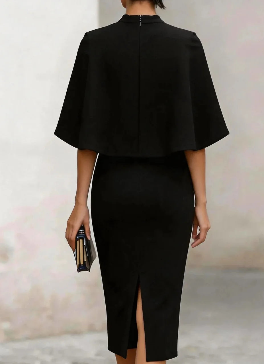 Piper | Women's Formal Cape Sleeve Midi Dress