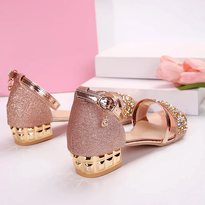 Blythe | Women's Evening Strap Glitter Sandals With Low Heel