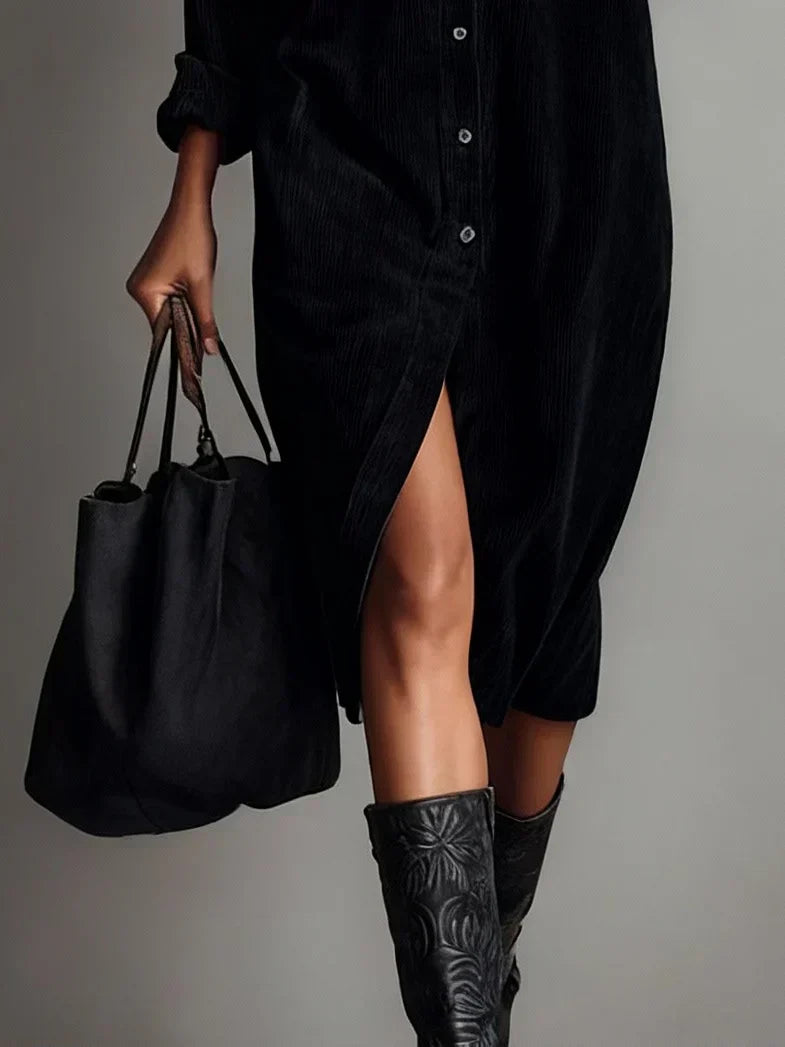 Auden | Women's Classic Button-Up Midi Dress