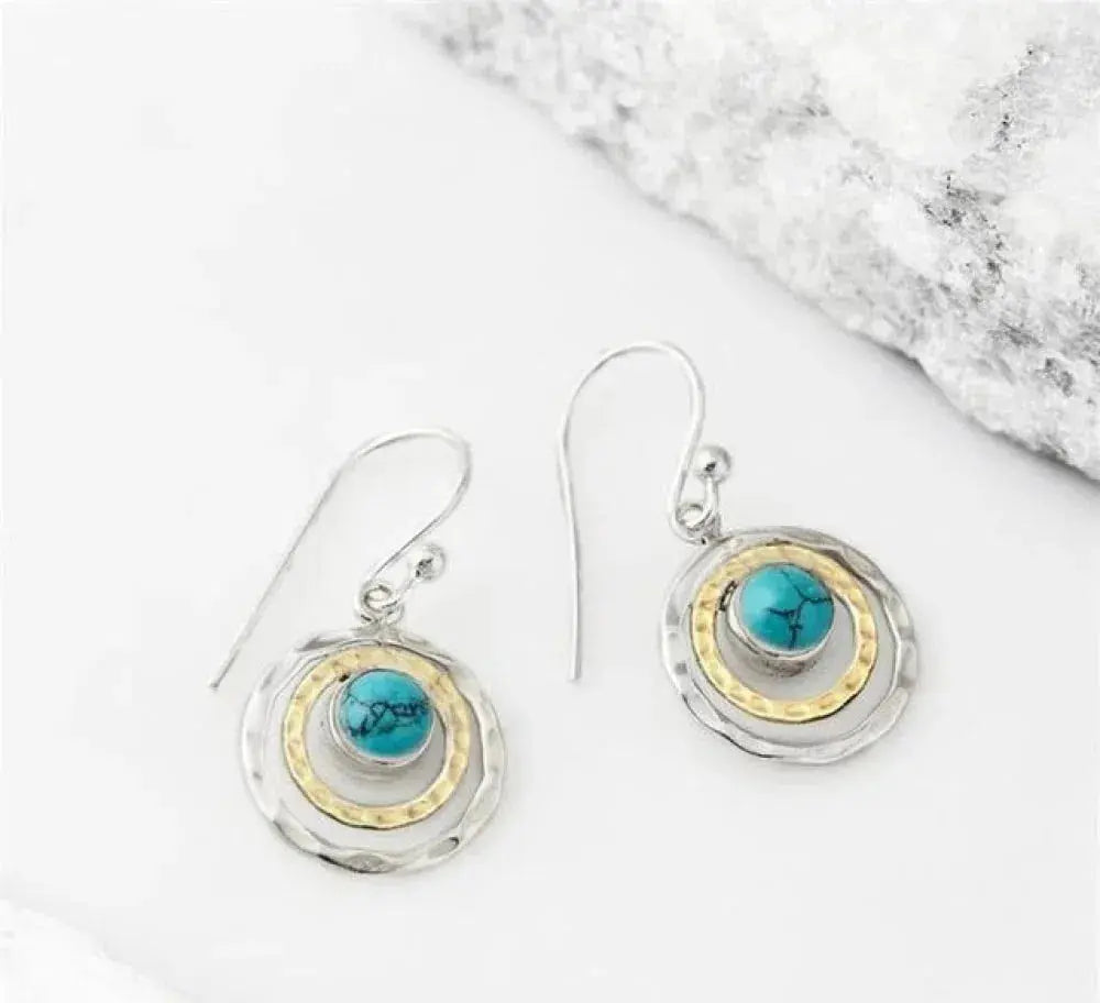 Boho Saturn Turquoise Earrings