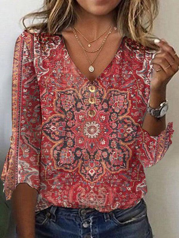 Arabella | Classic Red Floral Top