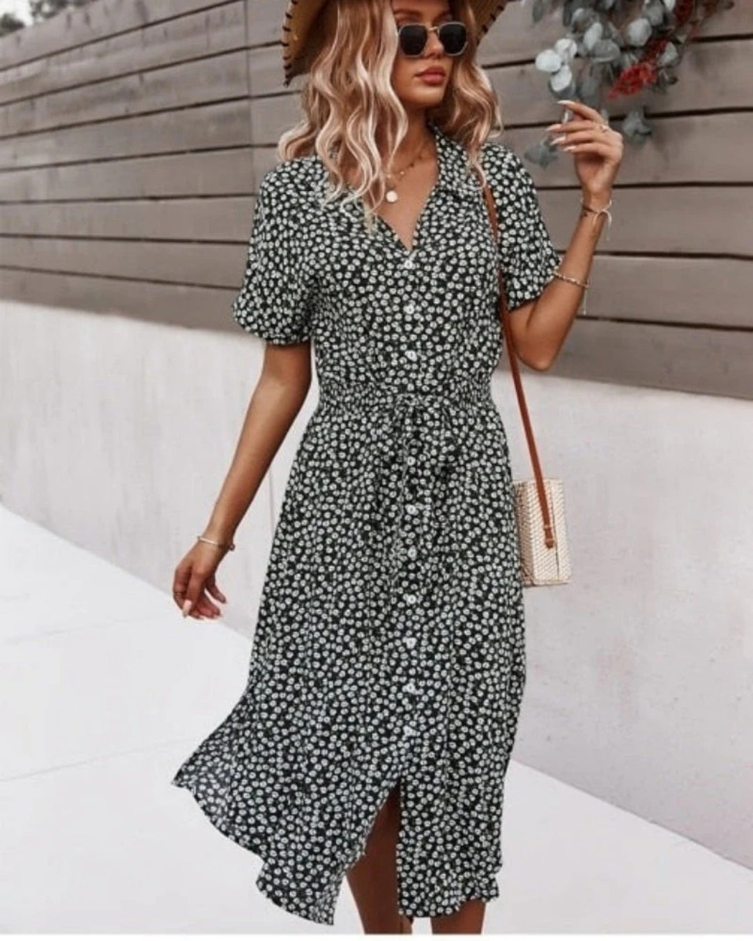 Ilona | Women's Classic Wrapped Floral Button Dress