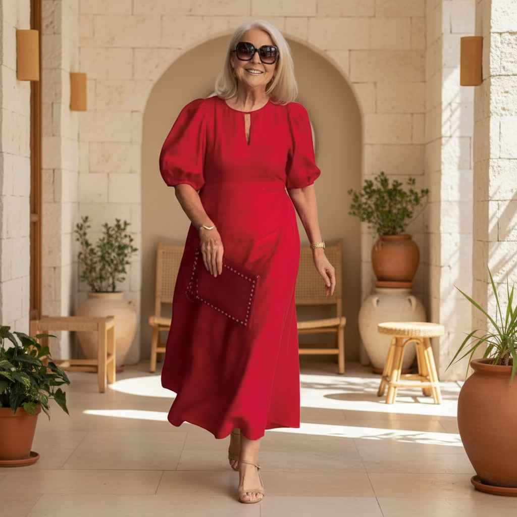 Maree | Elegant Puff-Sleeve Midi Dress