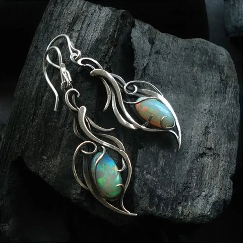 Blue Opal Silver Earrings