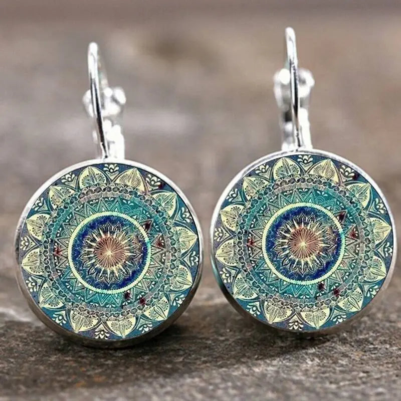 Round Mandala Vintage Earrings