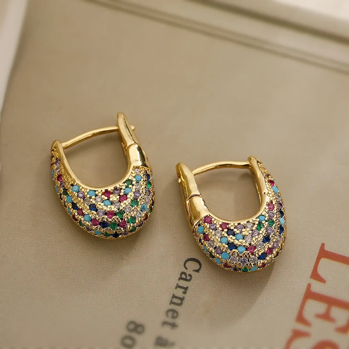 Colorful Crystal Inlay Earrings