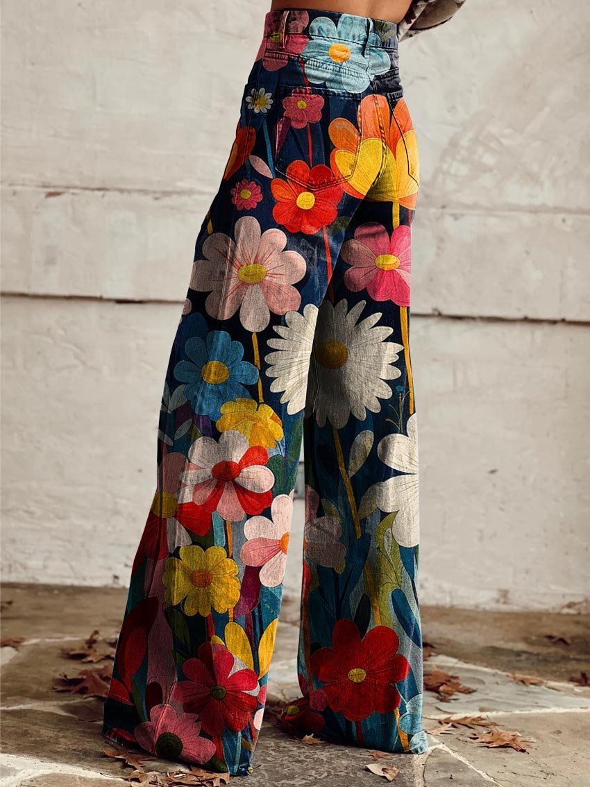 Mina | Women's Vintage Floral Wide Leg Jeans