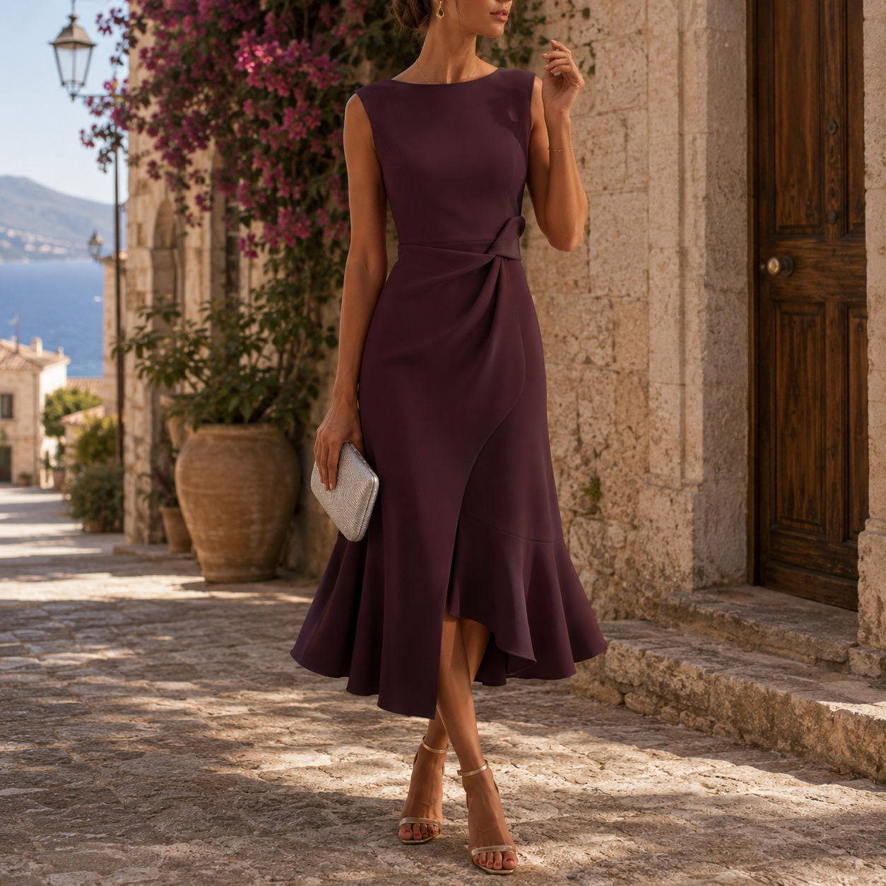 Marta | Women's Assymetrical Wrapped Wedding Guest Dress