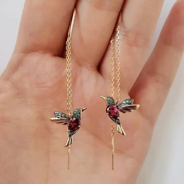 Hummingbird Enamel Zirconia Earrings