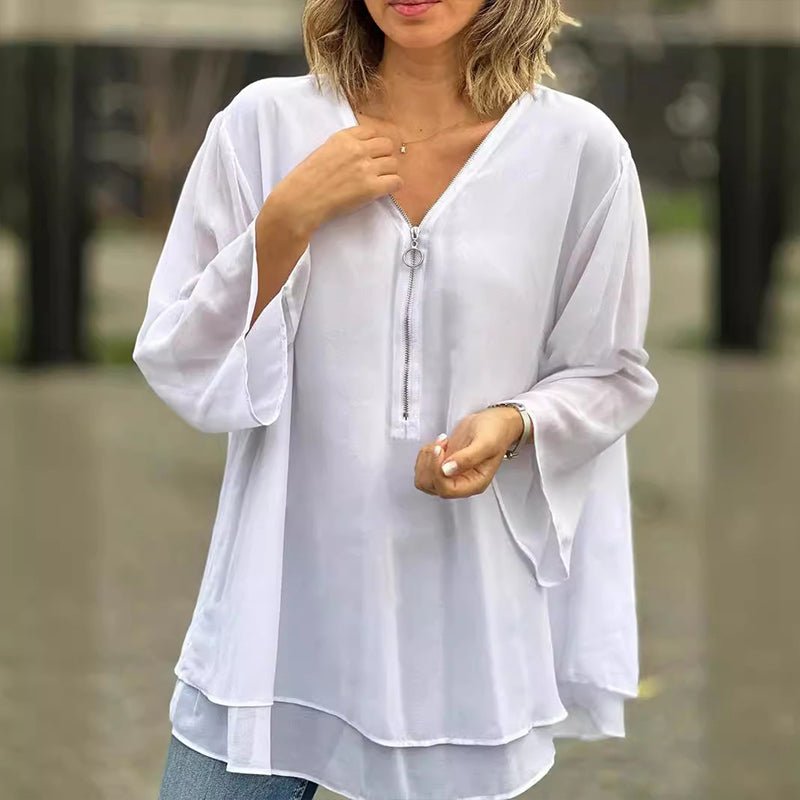 Lorelai | Chiffon Zipper Comfort Blouse