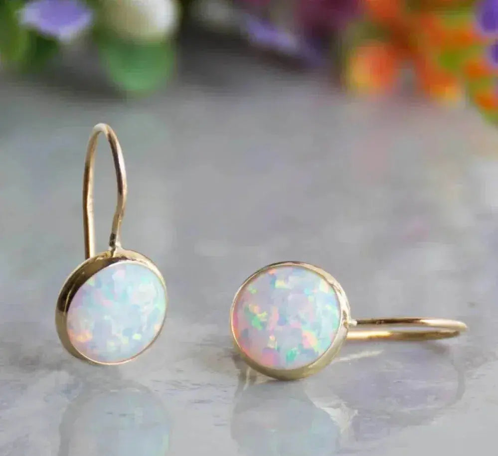 Vintage Gold Opal Earrings