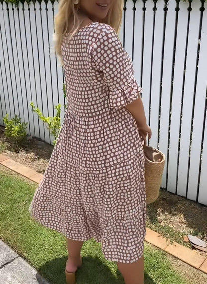 ZORA | ELEGANT SHORT-SLEEVE MIDI DRESS