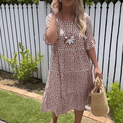 ZORA | ELEGANT SHORT-SLEEVE MIDI DRESS