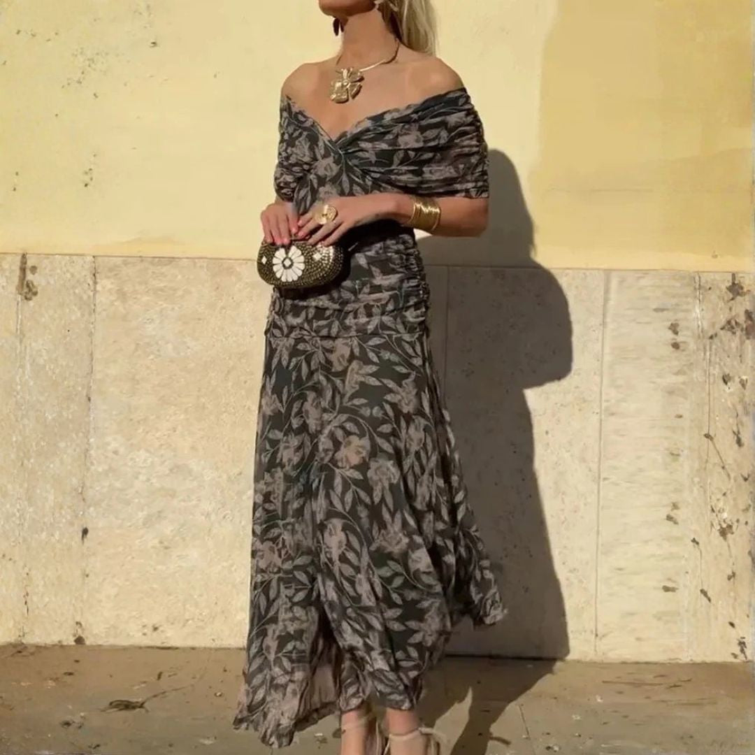 ELSIA CELESTE | ELEGANT DRESS WITH V-NECKLINE