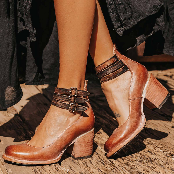 Kelsey | Women's Vintage Strap Block Heels