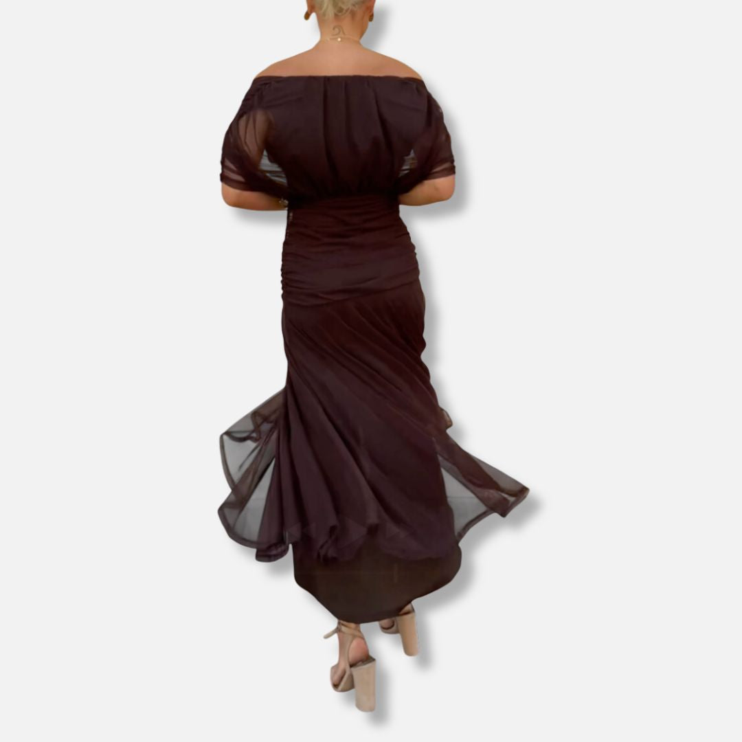 ELSIA CELESTE | ELEGANT DRESS WITH V-NECKLINE