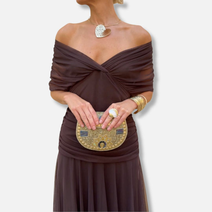 ELSIA CELESTE | ELEGANT DRESS WITH V-NECKLINE