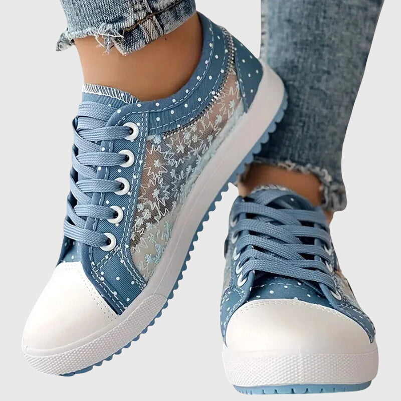 Emilia | Women's Trendy Embroidered Laced Sneakers