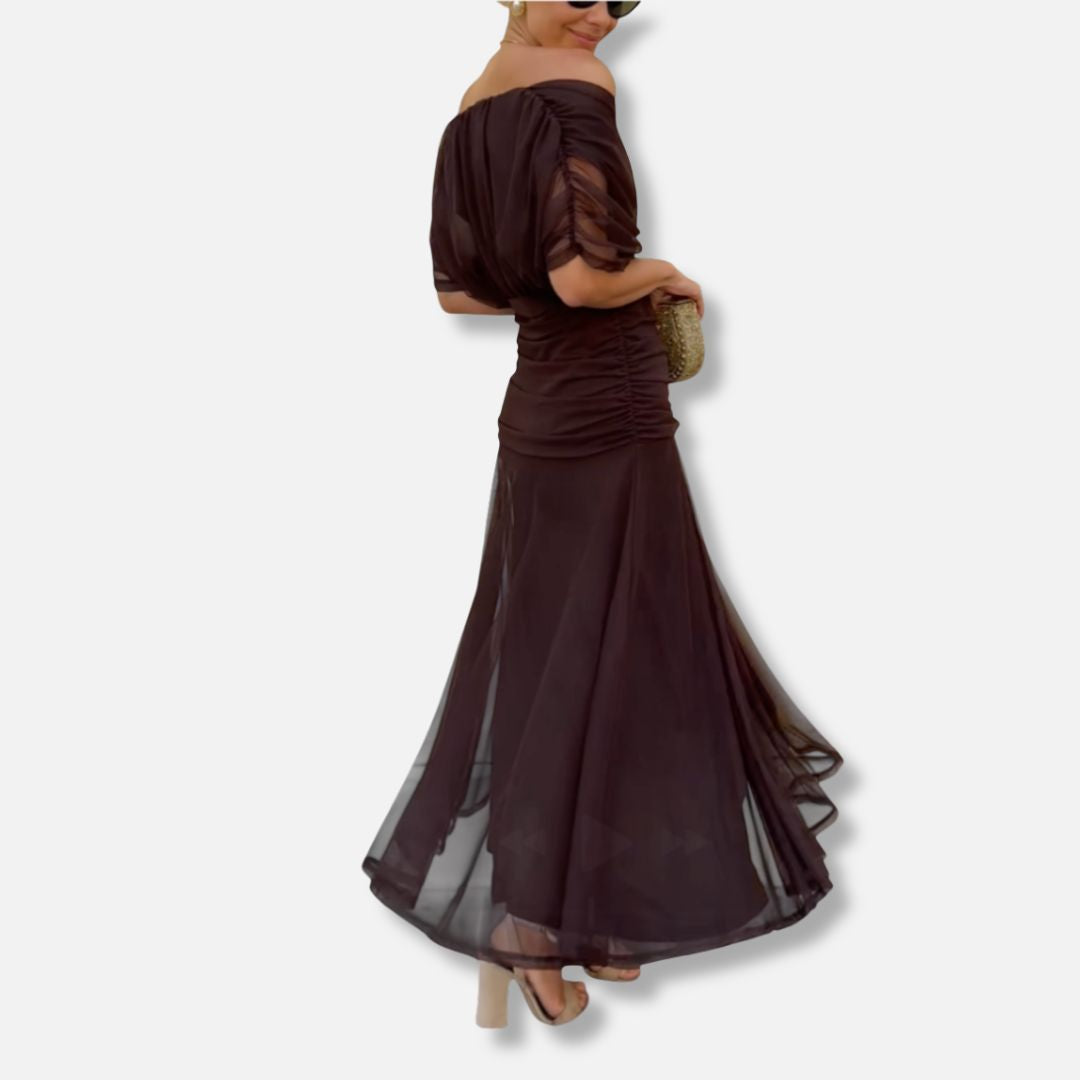 ELSIA CELESTE | ELEGANT DRESS WITH V-NECKLINE