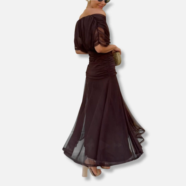 ELSIA CELESTE | ELEGANT DRESS WITH V-NECKLINE