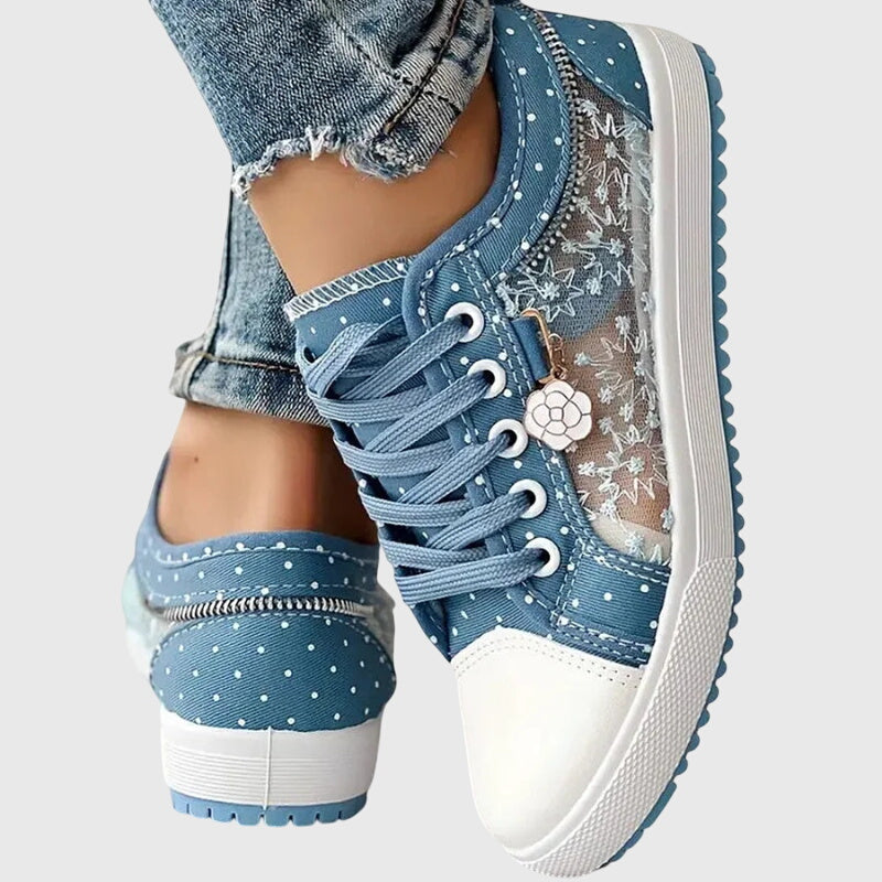 Emilia | Women's Trendy Embroidered Laced Sneakers