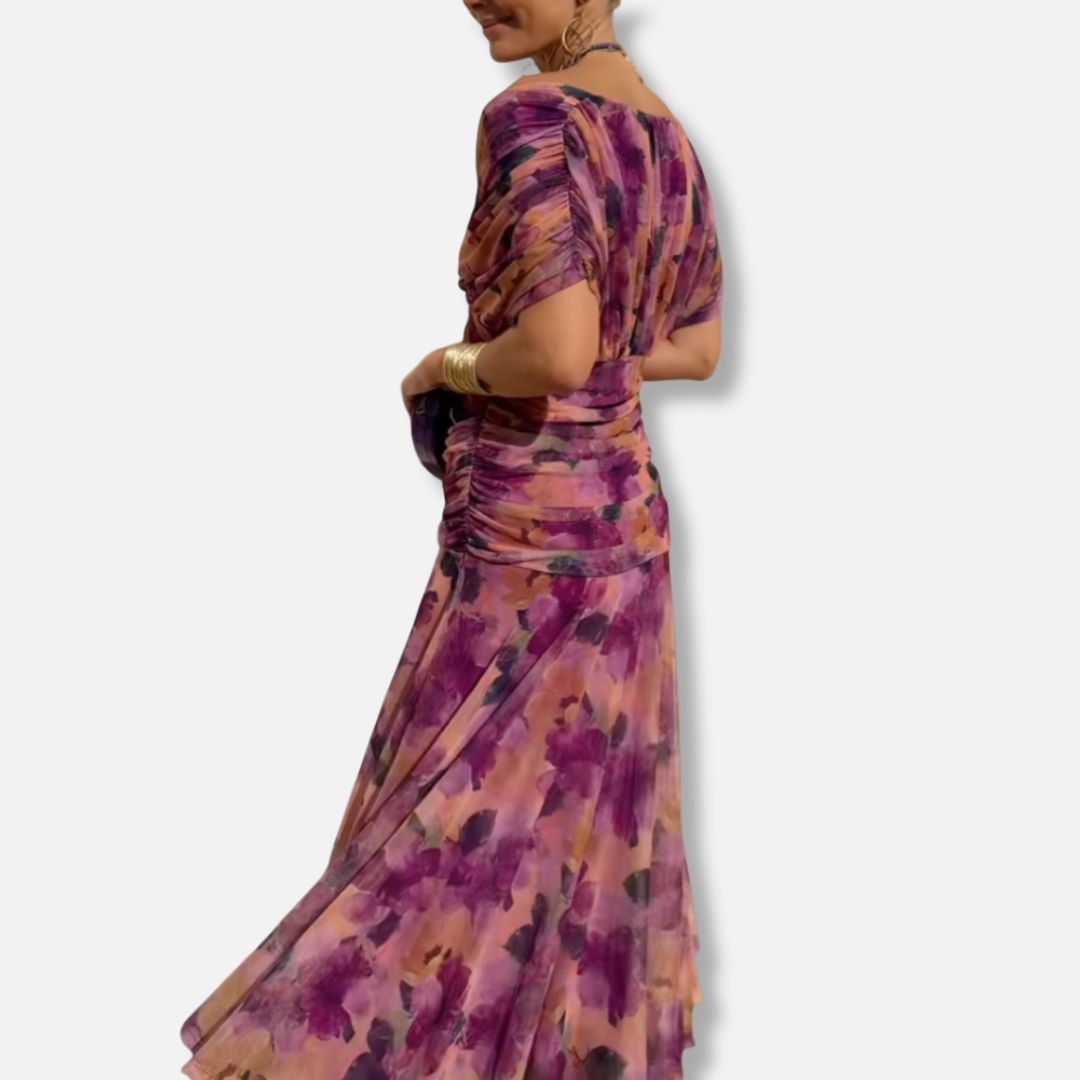 ELSIA CELESTE | ELEGANT DRESS WITH V-NECKLINE