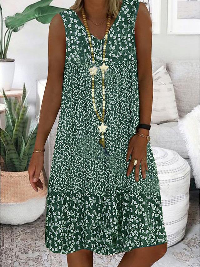Ava | Women's Sleeveless Floral V-Neck Midi Dress