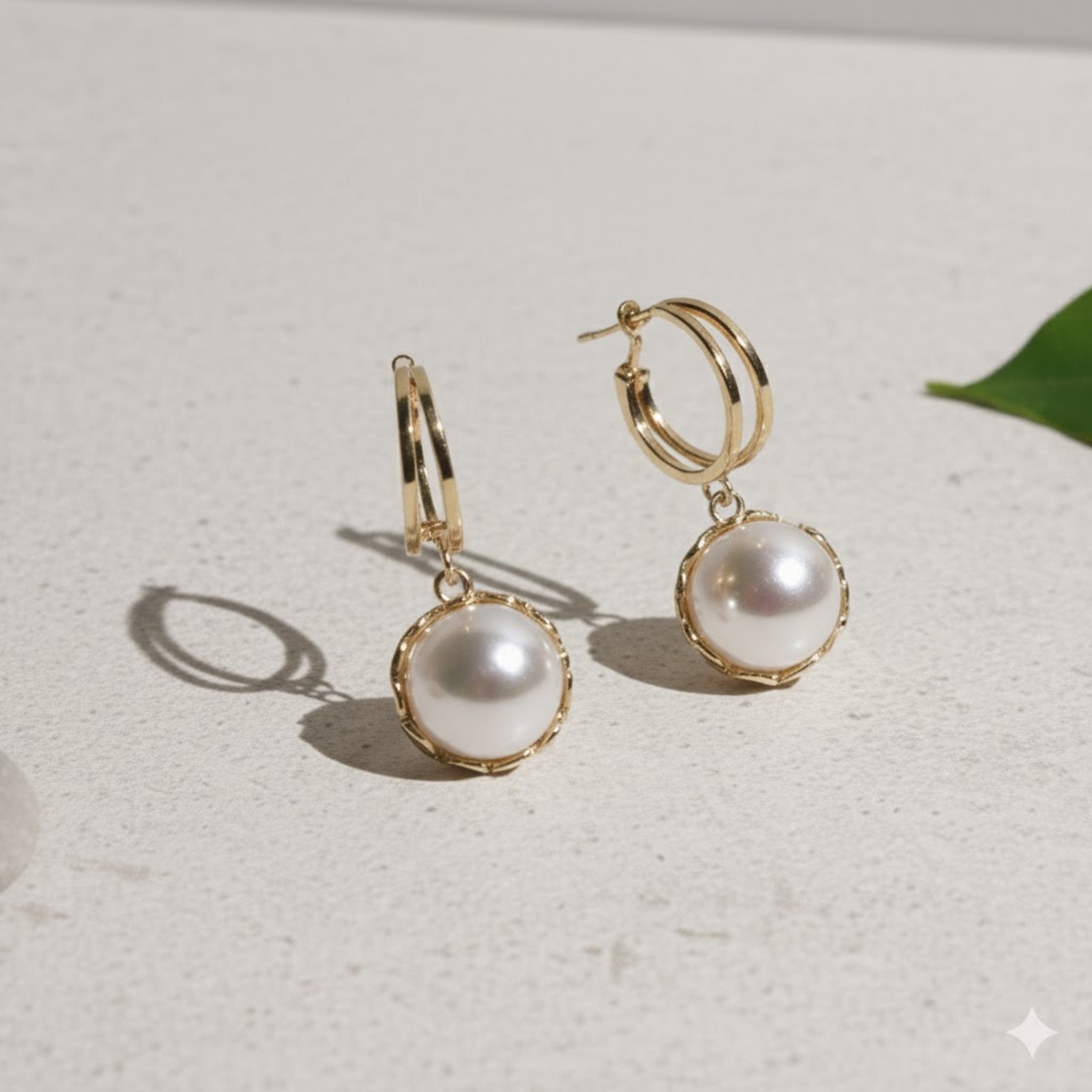 Gold Pearl Drop Earrings