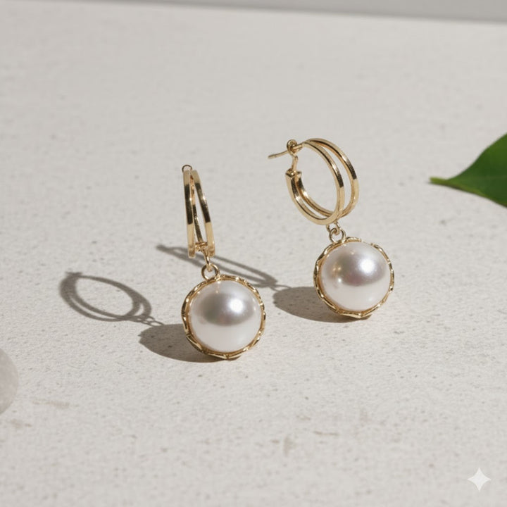 GOLD PEARL DROP EARRINGS