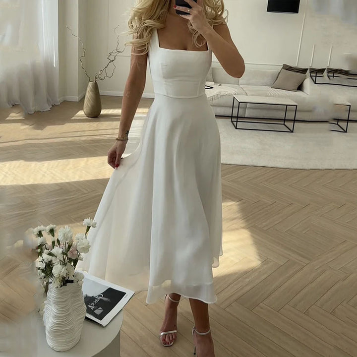 Elke | Women's Square Neck Midi Bridesmaid Dress