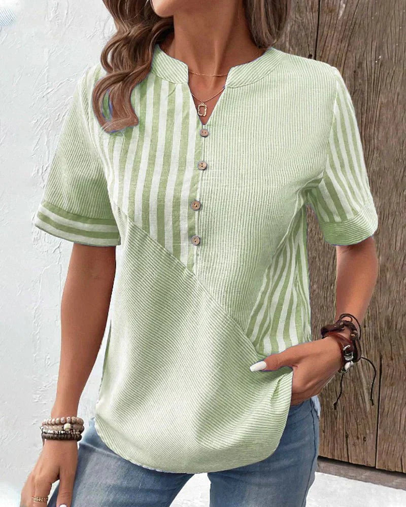 Lila | Women's Casual Striped Blouse with Short Sleeves