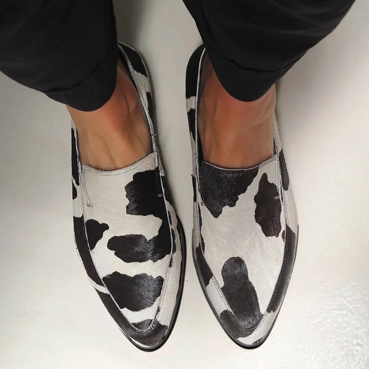 Lindsay | Women's Cow Print Loafers