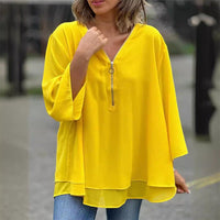 LORELAI | CHIFFON ZIPPER COMFORT BLOUSE