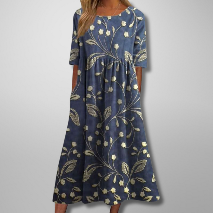 Alicia | Women’s Summer Casual Chic Floral Print Midi Dress