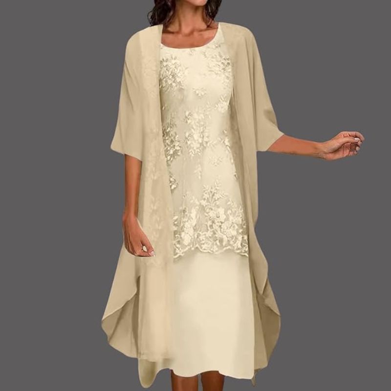 Nozie | Women's Embroided Midi Dress With Matching Cardigan