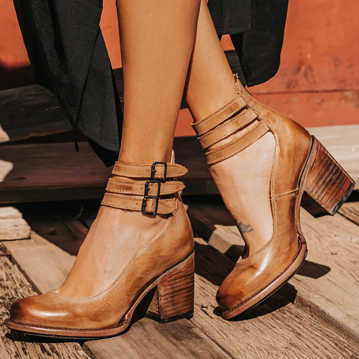 Kelsey | Women's Vintage Strap Block Heels