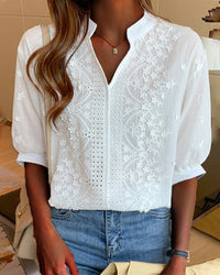 Lydia | Women's Embroided Shortsleeve Blouse