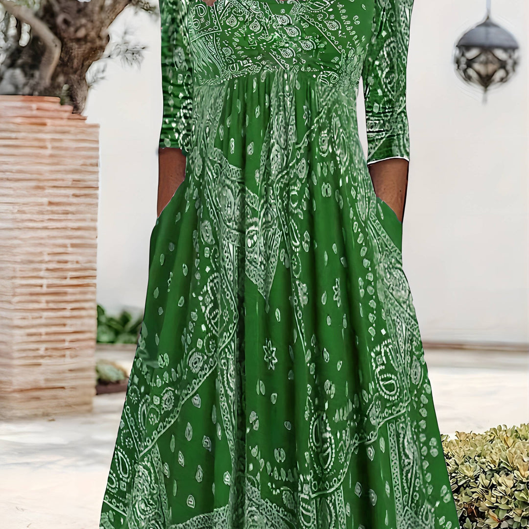 ELOWEN | CASUAL LONG SLEEVE MIDI DRESS