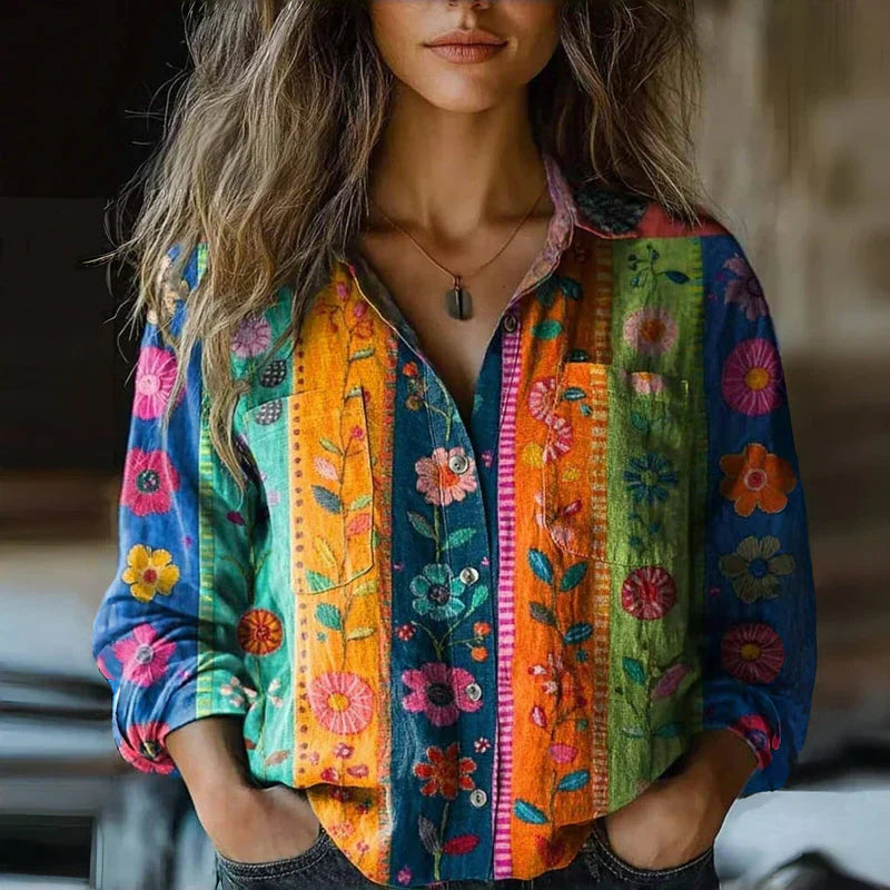 Rebecca | Women's Bohemian Vintage Printed Blouse