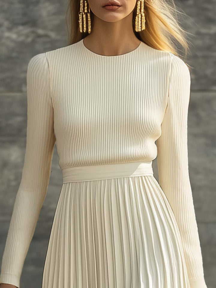 Elise | Women's Pleated Long Sleeve Maxi Dress