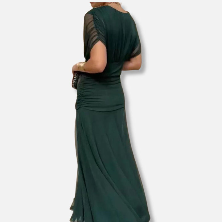 ELSIA CELESTE | ELEGANT DRESS WITH V-NECKLINE