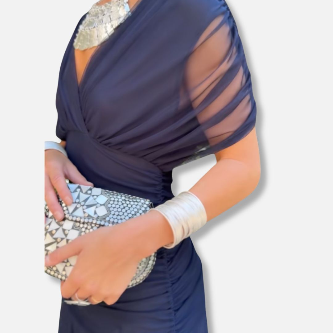 ELSIA CELESTE | ELEGANT DRESS WITH V-NECKLINE